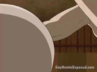 Allettante rossa manga gay ottenere anale humped cagnetto stile